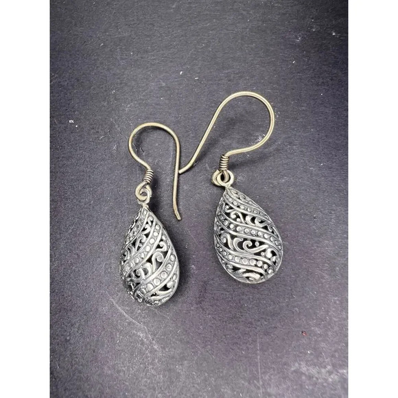 Bali style sterling silver dangle earrings - Picture 7 of 9